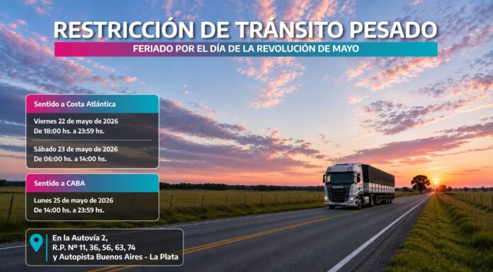 Restricción de tránsito pesado por el Día de la Revolución de Mayo