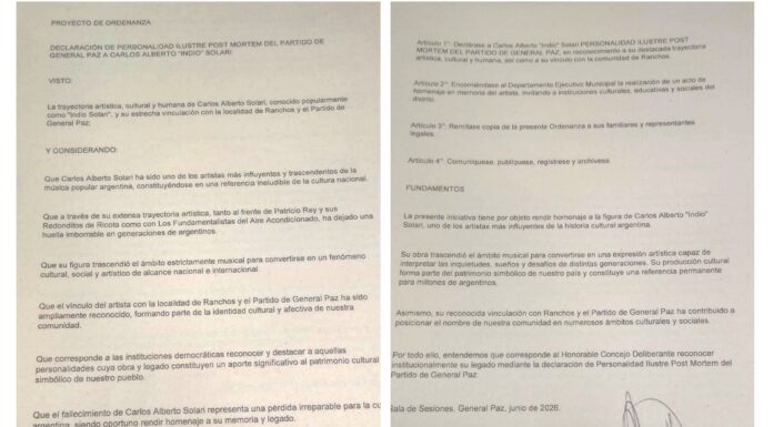 Lombardo busca declarar “Personalidad Ilustre Post Mortem del Partido de General Paz” al «Indio» Solari