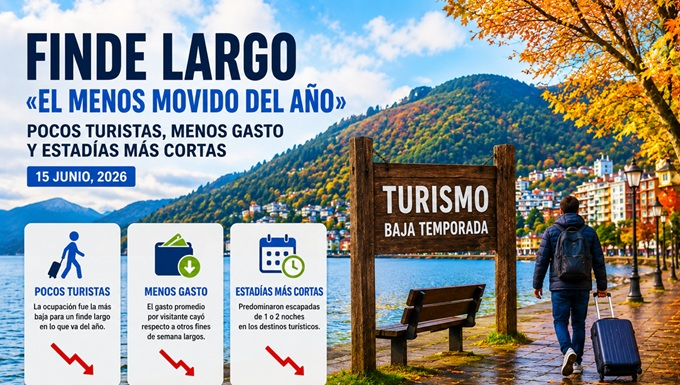 Finde largo «el menos movido del año»: pocos turistas, menos gasto y estadías más cortas