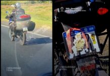 VIVEZA DETECTADA: La ANSV sancionó a un motociclista que ocultaba la patente con cinta roja y adhesivos